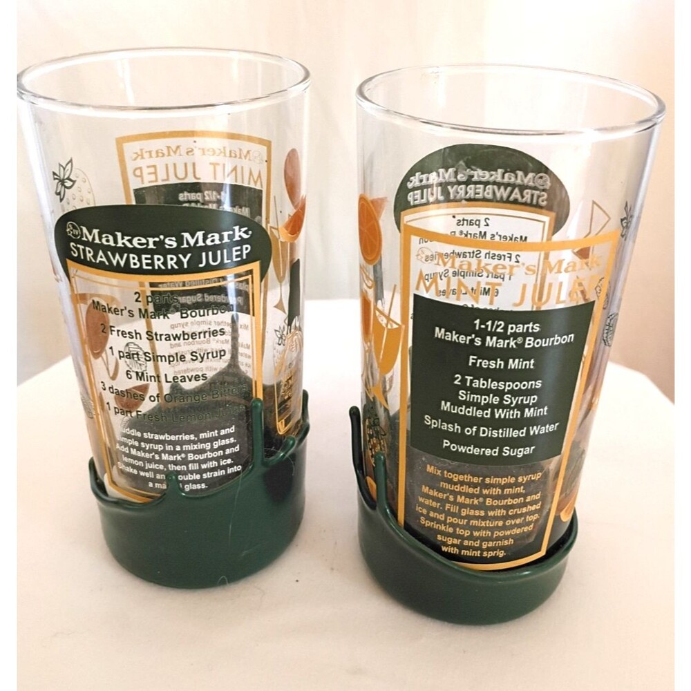 Makers Mark  Strawberry  & Mint Julep Recipe Glassware Set of 2